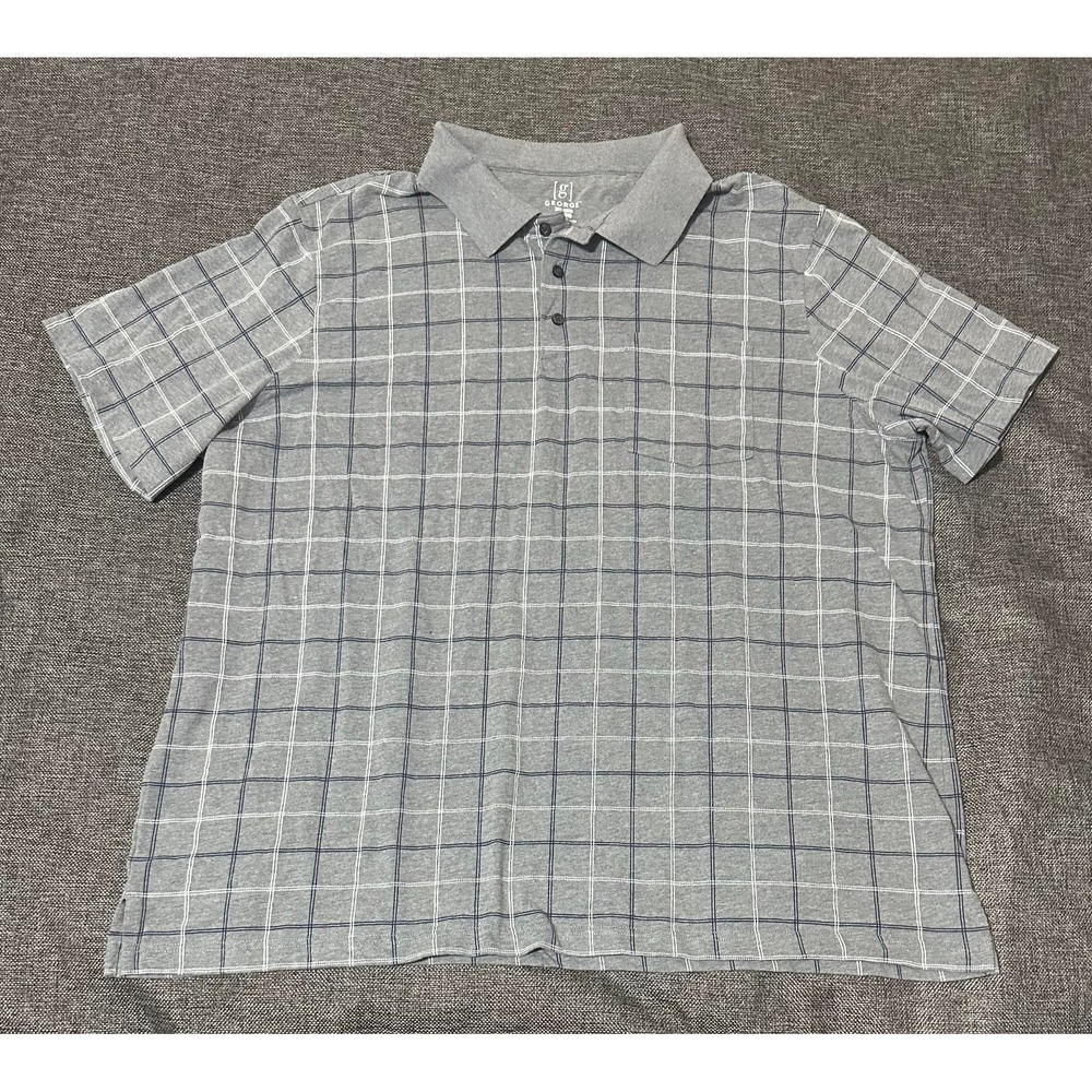 George 3XL Gray Checkered Short Sleeve‎ Shirt